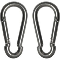 Faithfull Stainless Steel Fire Brigade Snap Hook Carabiner 6mm Pack of 2