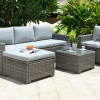 Marbella 5-Seater Garden Lounge Set with Ottoman Chaise | Grey Cushions