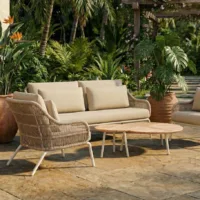 Cora 5-Seater Woven Rope & Aluminium Garden Sofa Set with Round Coffee Tables