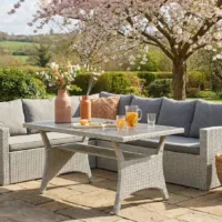 Stockholm 6 Seater Grey Rattan Corner Garden Dining and Lounge Set